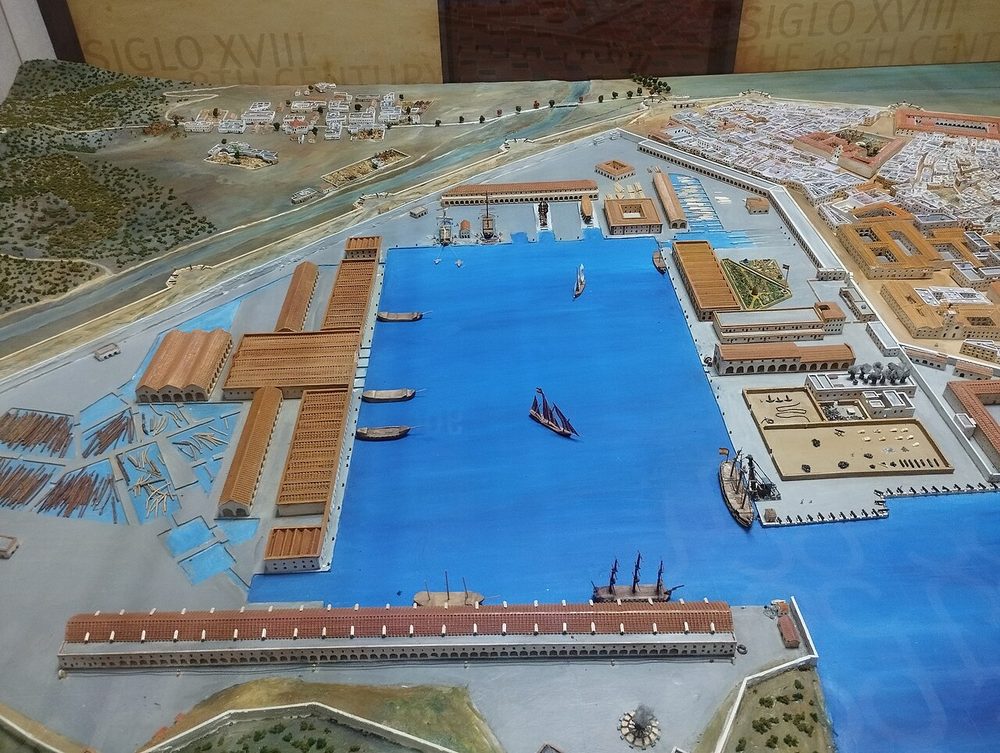 Scale model of Cartagena and its Arsenal in the 18th century