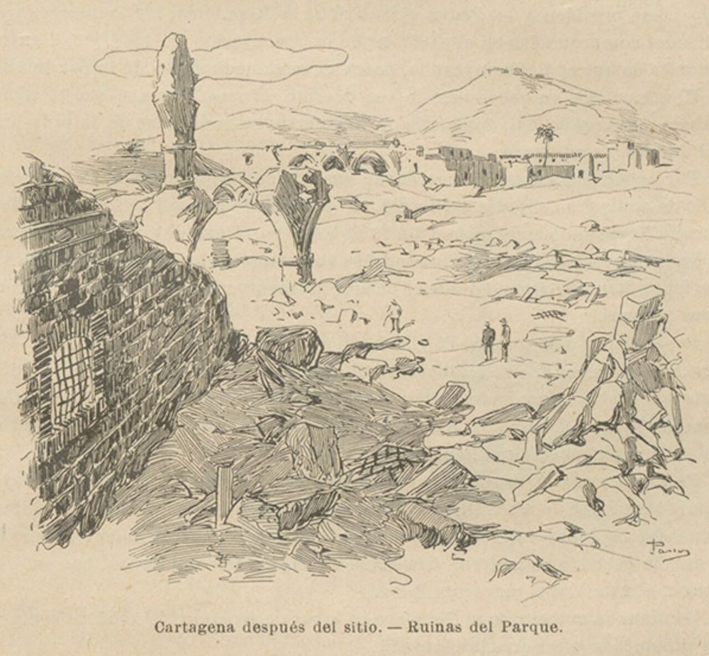Ruins of the Parque in Cartagena after the siege